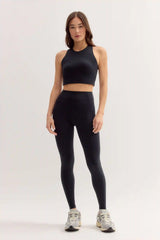 Black Harriet High Neck Long Line Bra