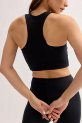 Black Harriet High Neck Long Line Bra