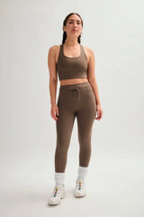 Café Compressive Drawstring Pocket Legging