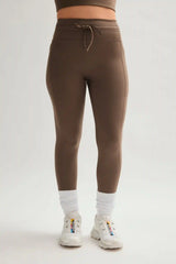 Café Compressive Drawstring Pocket Legging