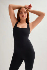 Black Luxe Paneled Unitard